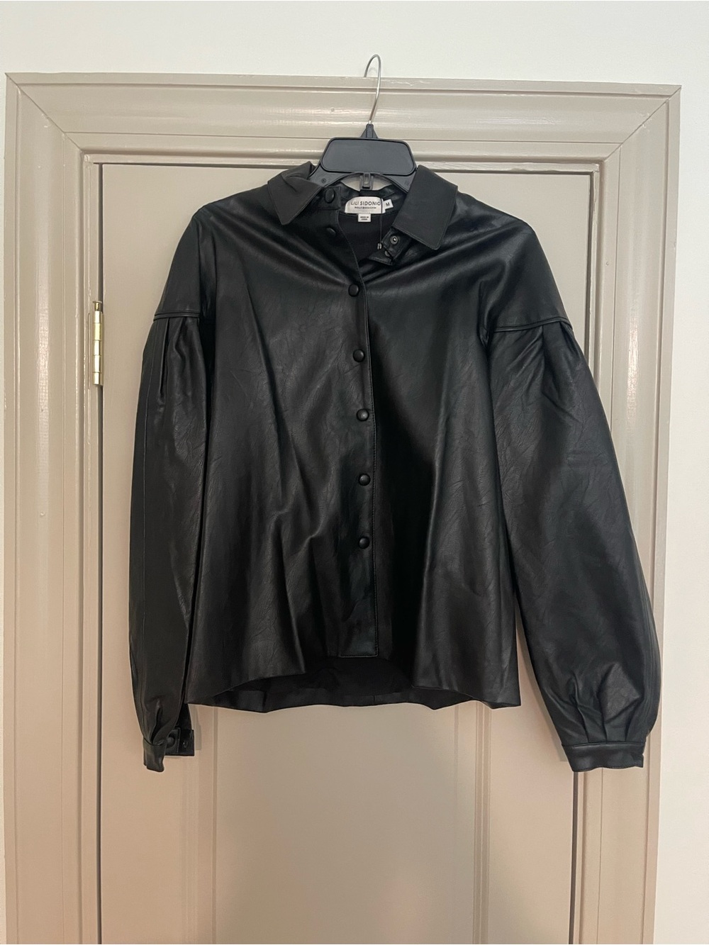 Lili Sidonio Molly Bracken Black Faux Leather Button-Up Shirt Jacket